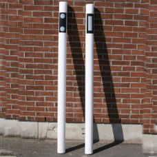 Kantstolpe oval vita reflexer på 2 sidor
