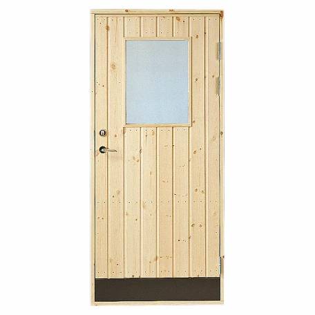 Varmförrådsdörr 18+- grader med rak panel 2 glas fönster vänster 9x20 