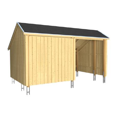 Shelter med uppehållsrum inkl. takpapp/aluminiumlister/H-stolpfötter